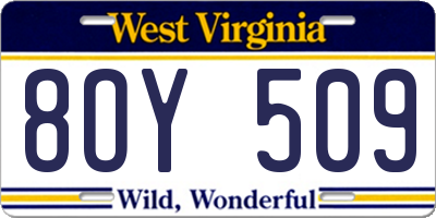 WV license plate 8OY509