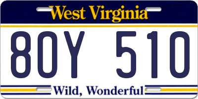 WV license plate 8OY510