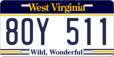 WV license plate 8OY511