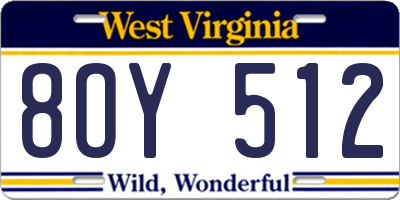 WV license plate 8OY512