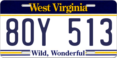 WV license plate 8OY513