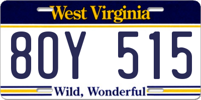 WV license plate 8OY515