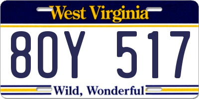 WV license plate 8OY517
