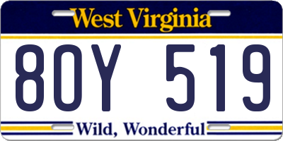 WV license plate 8OY519