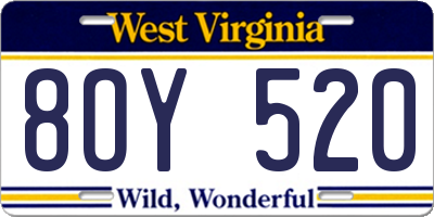 WV license plate 8OY520