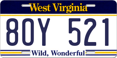 WV license plate 8OY521