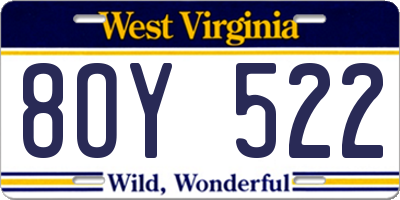 WV license plate 8OY522