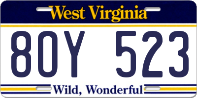 WV license plate 8OY523
