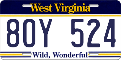 WV license plate 8OY524