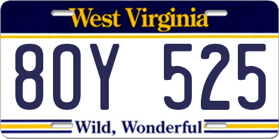 WV license plate 8OY525