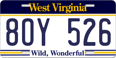 WV license plate 8OY526