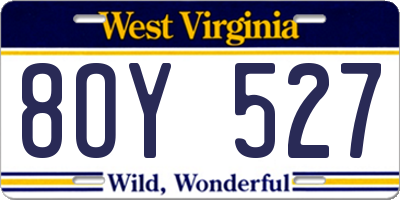 WV license plate 8OY527