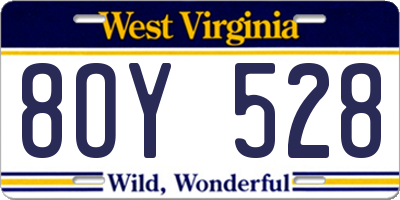 WV license plate 8OY528