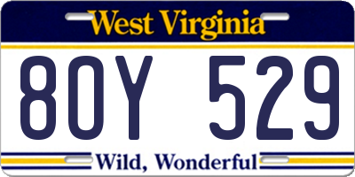 WV license plate 8OY529