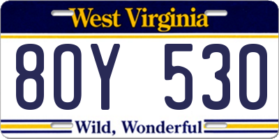 WV license plate 8OY530