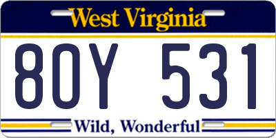 WV license plate 8OY531