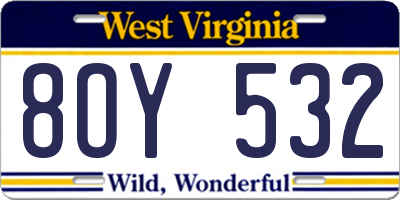 WV license plate 8OY532
