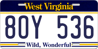WV license plate 8OY536