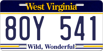WV license plate 8OY541