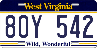 WV license plate 8OY542