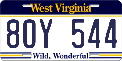 WV license plate 8OY544
