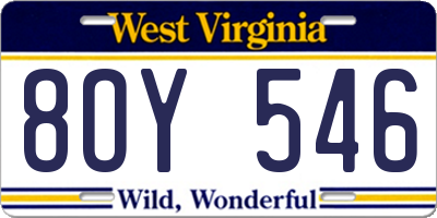 WV license plate 8OY546