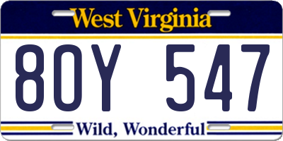 WV license plate 8OY547