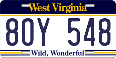 WV license plate 8OY548
