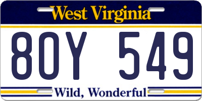 WV license plate 8OY549