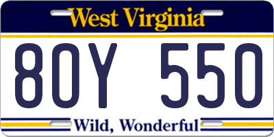 WV license plate 8OY550