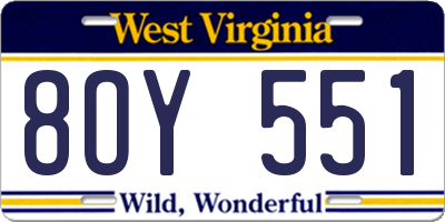 WV license plate 8OY551