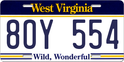WV license plate 8OY554