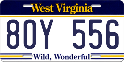 WV license plate 8OY556
