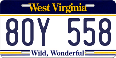 WV license plate 8OY558