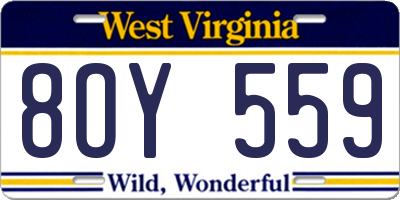 WV license plate 8OY559