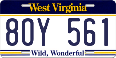 WV license plate 8OY561