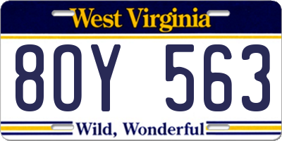WV license plate 8OY563