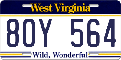 WV license plate 8OY564