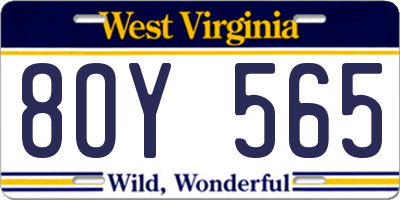 WV license plate 8OY565