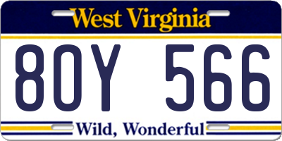 WV license plate 8OY566