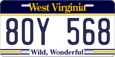 WV license plate 8OY568