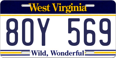 WV license plate 8OY569