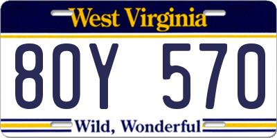 WV license plate 8OY570