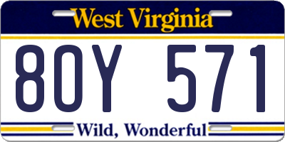 WV license plate 8OY571