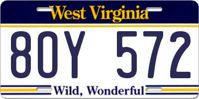 WV license plate 8OY572
