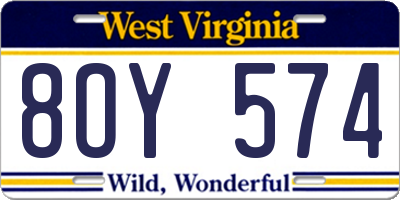 WV license plate 8OY574