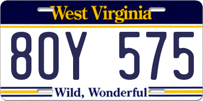 WV license plate 8OY575