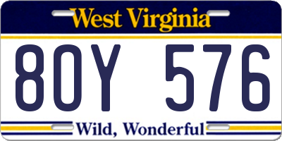 WV license plate 8OY576