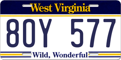 WV license plate 8OY577