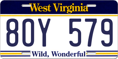 WV license plate 8OY579